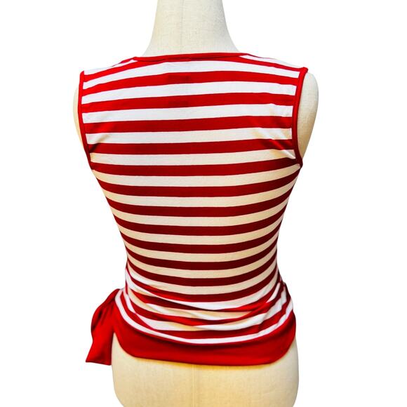 I.N.C. Red & White Striped Wrap Sleeveless Top w/ Side Bow | Size M - Picture 4 of 10